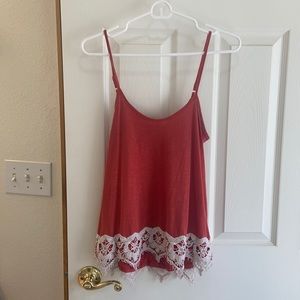 Red/orange lace tank top